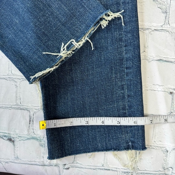 MOTHER Denim Scrapper Cuff Ankle Fray Unstitched blue Jeans size 25 - Picture 4 of 16